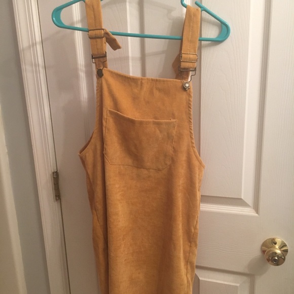 yellow corduroy overall dress - Picture 1 of 2